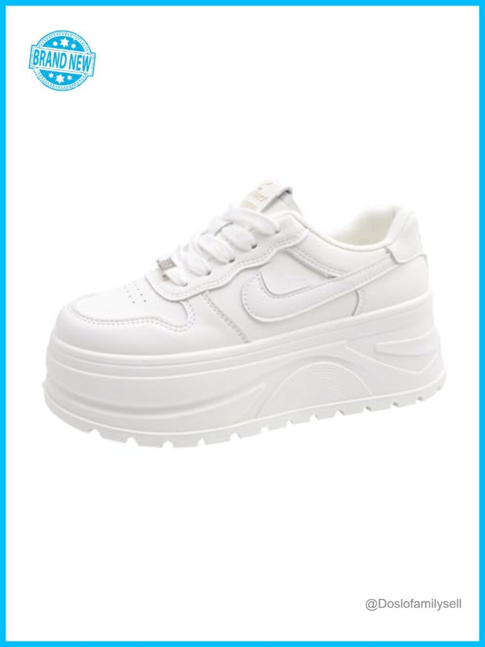 Womens Faux Leather Platform Sneakers Lace-Up Chunky Casual Walking Shoes